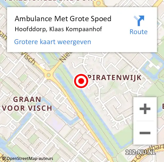 Locatie op kaart van de 112 melding: Ambulance Met Grote Spoed Naar Hoofddorp, Klaas Kompaanhof op 5 maart 2023 15:15