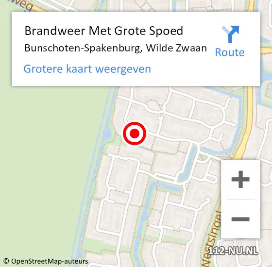 Locatie op kaart van de 112 melding: Brandweer Met Grote Spoed Naar Bunschoten-Spakenburg, Wilde Zwaan op 5 maart 2023 15:23