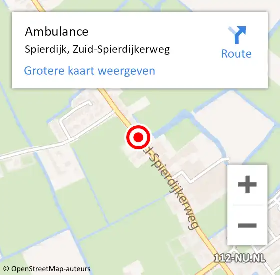 Locatie op kaart van de 112 melding: Ambulance Spierdijk, Zuid-Spierdijkerweg op 5 maart 2023 15:36