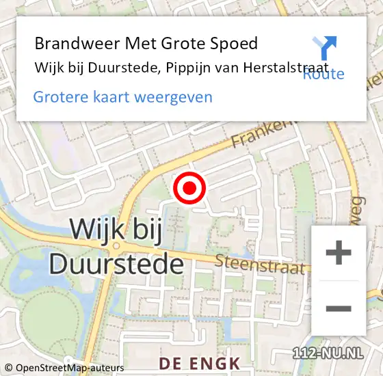 Locatie op kaart van de 112 melding: Brandweer Met Grote Spoed Naar Wijk bij Duurstede, Pippijn van Herstalstraat op 5 maart 2023 16:12