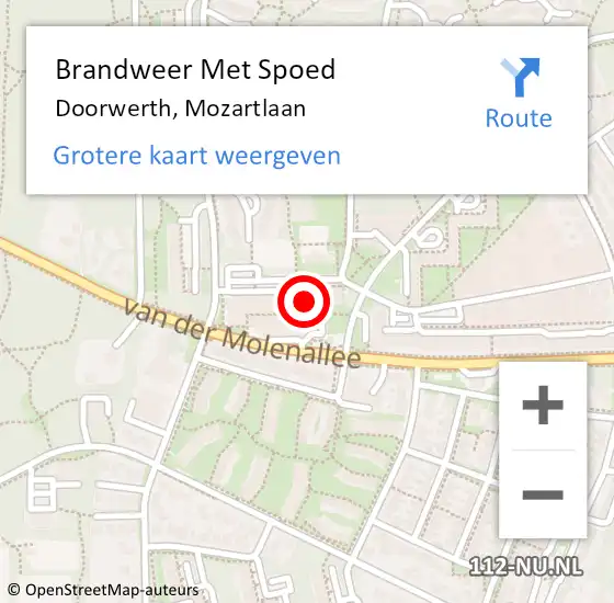 Locatie op kaart van de 112 melding: Brandweer Met Spoed Naar Doorwerth, Mozartlaan op 5 maart 2023 16:14