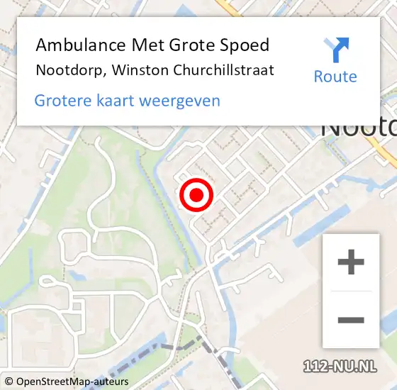 Locatie op kaart van de 112 melding: Ambulance Met Grote Spoed Naar Nootdorp, Winston Churchillstraat op 5 maart 2023 16:28