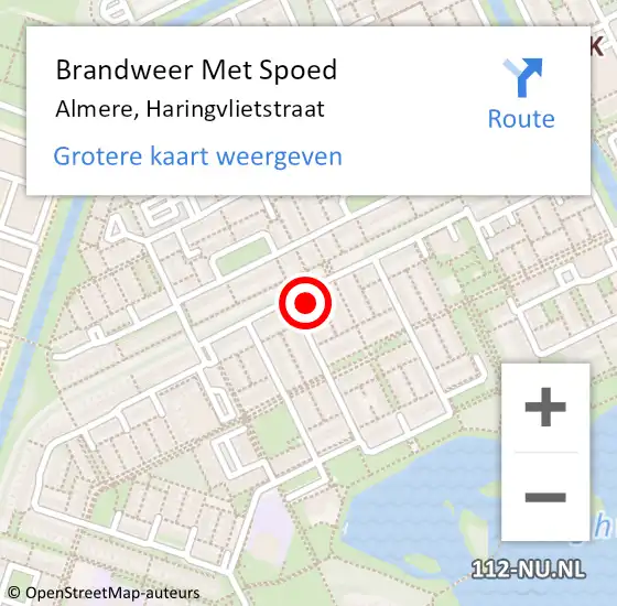 Locatie op kaart van de 112 melding: Brandweer Met Spoed Naar Almere, Haringvlietstraat op 5 maart 2023 17:05