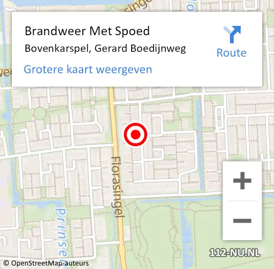 Locatie op kaart van de 112 melding: Brandweer Met Spoed Naar Bovenkarspel, Gerard Boedijnweg op 5 maart 2023 17:09