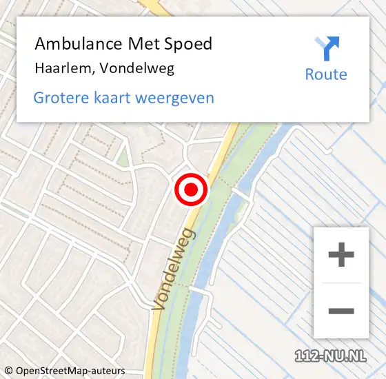 Locatie op kaart van de 112 melding: Ambulance Met Spoed Naar Haarlem, Vondelweg op 5 maart 2023 17:15