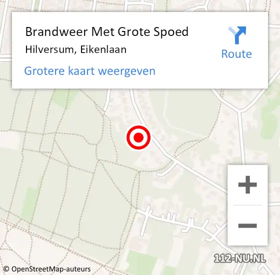 Locatie op kaart van de 112 melding: Brandweer Met Grote Spoed Naar Hilversum, Eikenlaan op 5 maart 2023 17:25