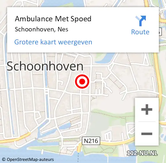 Locatie op kaart van de 112 melding: Ambulance Met Spoed Naar Schoonhoven, Nes op 5 maart 2023 18:10