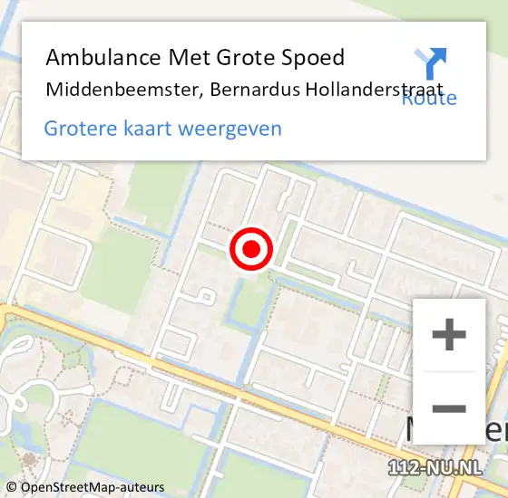 Locatie op kaart van de 112 melding: Ambulance Met Grote Spoed Naar Middenbeemster, Bernardus Hollanderstraat op 5 maart 2023 18:25