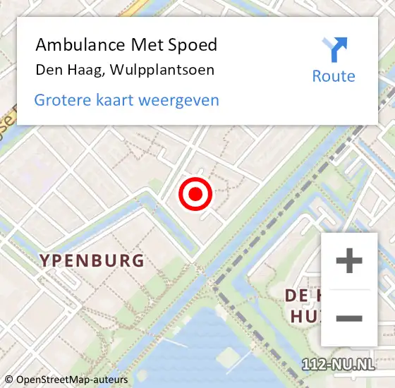 Locatie op kaart van de 112 melding: Ambulance Met Spoed Naar Den Haag, Wulpplantsoen op 5 maart 2023 18:59