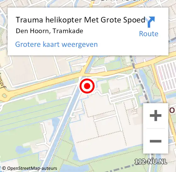 Locatie op kaart van de 112 melding: Trauma helikopter Met Grote Spoed Naar Den Hoorn, Tramkade op 5 maart 2023 20:00