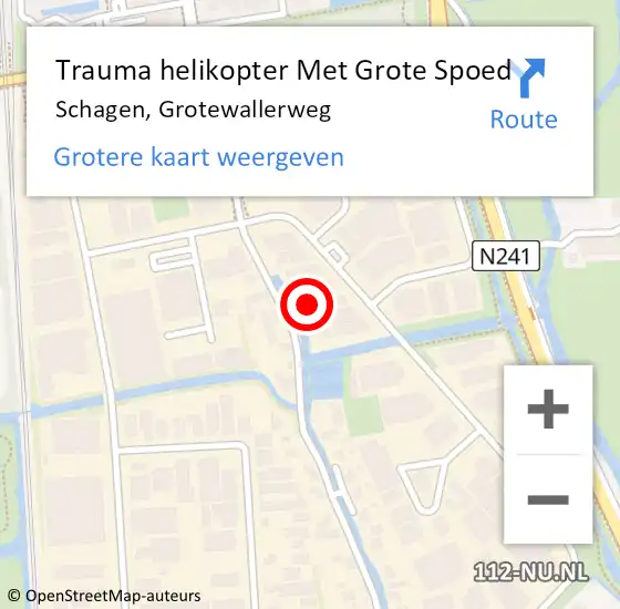 Locatie op kaart van de 112 melding: Trauma helikopter Met Grote Spoed Naar Schagen, Grotewallerweg op 5 maart 2023 20:02