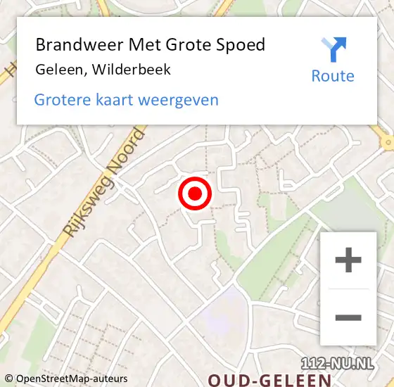 Locatie op kaart van de 112 melding: Brandweer Met Grote Spoed Naar Geleen, Wilderbeek op 5 maart 2023 20:09