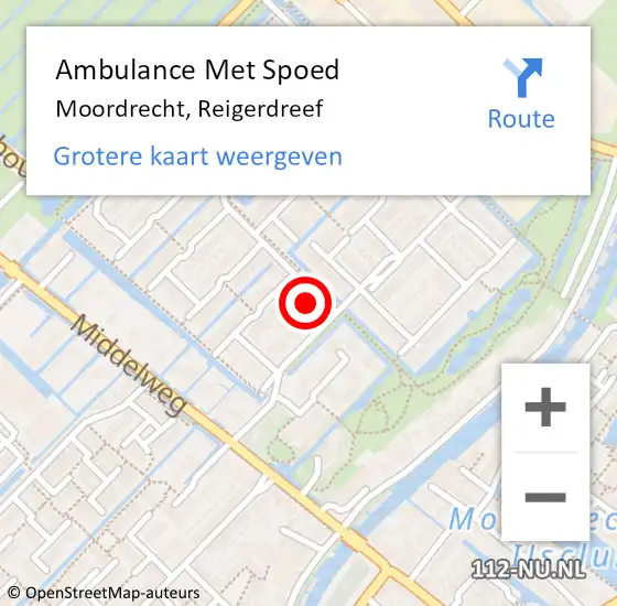 Locatie op kaart van de 112 melding: Ambulance Met Spoed Naar Moordrecht, Reigerdreef op 5 maart 2023 20:17