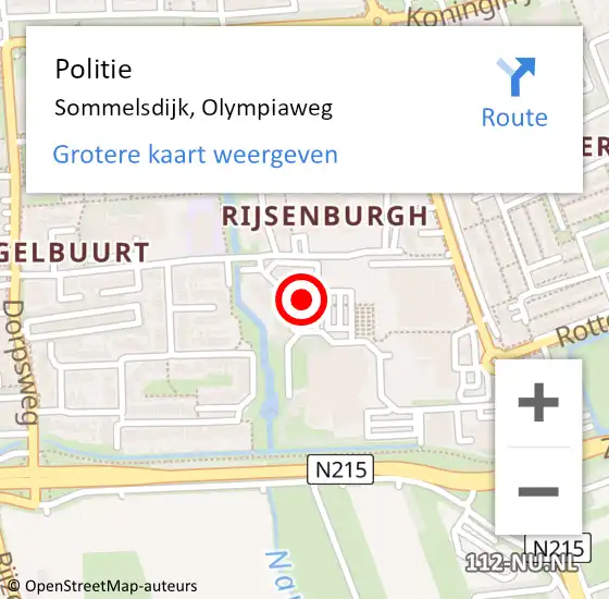 Locatie op kaart van de 112 melding: Politie Sommelsdijk, Olympiaweg op 5 maart 2023 20:21