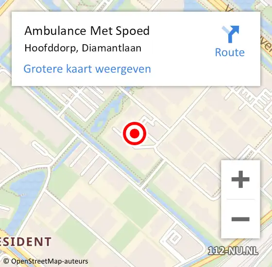 Locatie op kaart van de 112 melding: Ambulance Met Spoed Naar Hoofddorp, Diamantlaan op 5 maart 2023 20:25