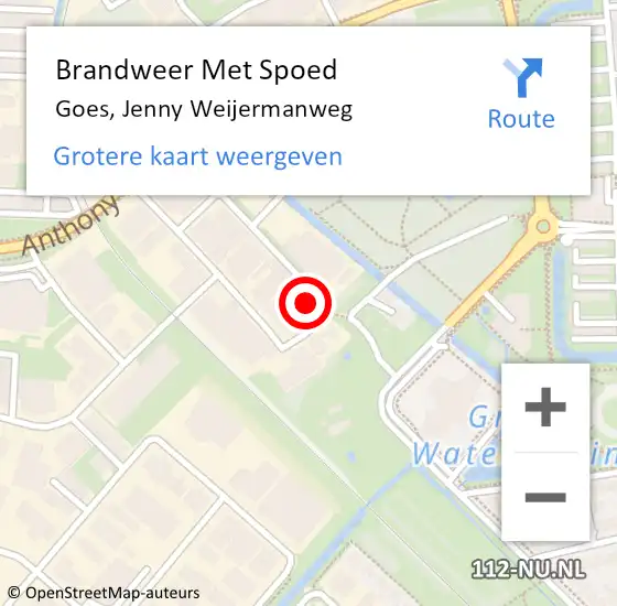 Locatie op kaart van de 112 melding: Brandweer Met Spoed Naar Goes, Jenny Weijermanweg op 5 maart 2023 20:37