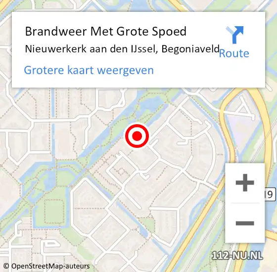 Locatie op kaart van de 112 melding: Brandweer Met Grote Spoed Naar Nieuwerkerk aan den IJssel, Begoniaveld op 5 maart 2023 20:38