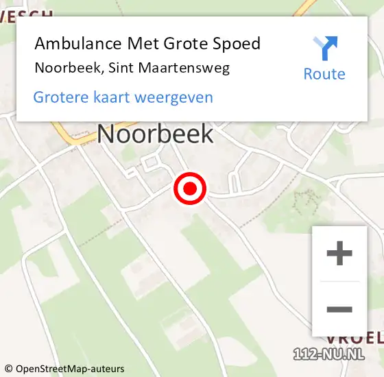 Locatie op kaart van de 112 melding: Ambulance Met Grote Spoed Naar Noorbeek, Sint Maartensweg op 17 augustus 2014 22:27