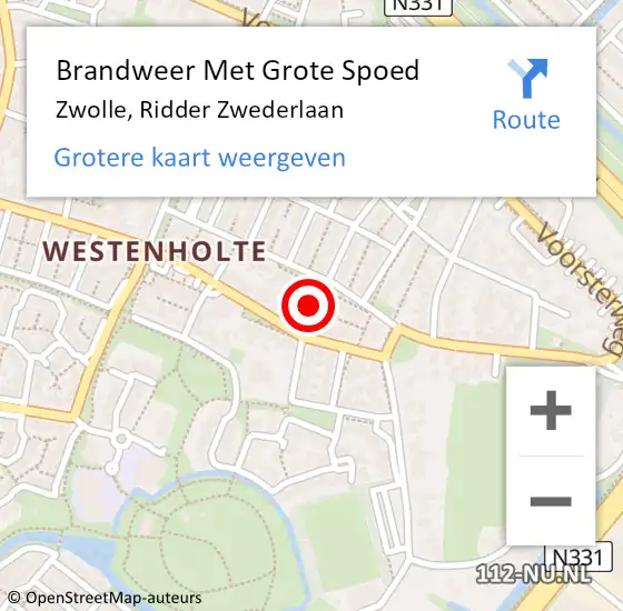 Locatie op kaart van de 112 melding: Brandweer Met Grote Spoed Naar Zwolle, Ridder Zwederlaan op 5 maart 2023 21:21