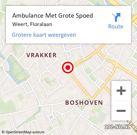 Locatie op kaart van de 112 melding: Ambulance Met Grote Spoed Naar Weert, Floralaan op 17 augustus 2014 22:29