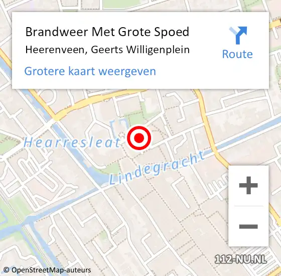 Locatie op kaart van de 112 melding: Brandweer Met Grote Spoed Naar Heerenveen, Geerts Willigenplein op 5 maart 2023 21:50