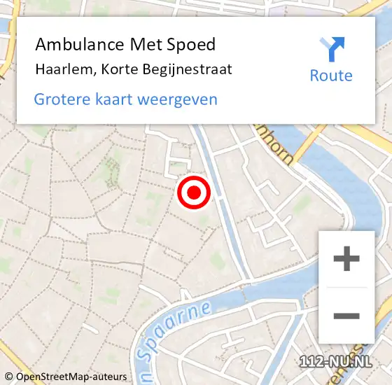 Locatie op kaart van de 112 melding: Ambulance Met Spoed Naar Haarlem, Korte Begijnestraat op 5 maart 2023 22:08