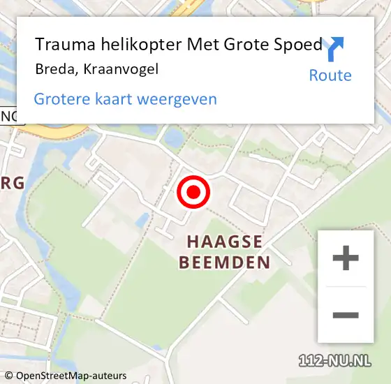 Locatie op kaart van de 112 melding: Trauma helikopter Met Grote Spoed Naar Breda, Kraanvogel op 5 maart 2023 23:13