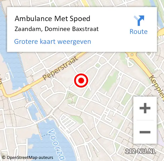 Locatie op kaart van de 112 melding: Ambulance Met Spoed Naar Zaandam, Dominee Baxstraat op 5 maart 2023 23:35