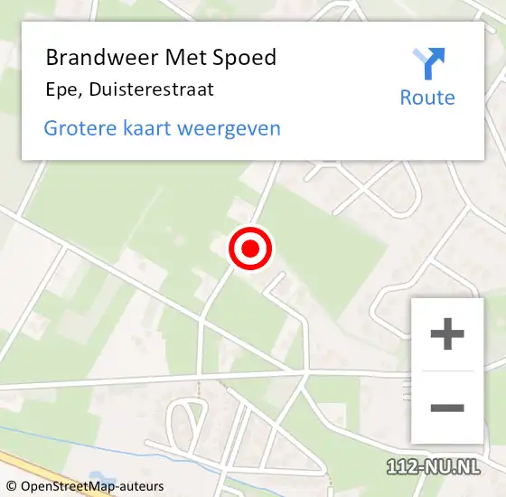 Locatie op kaart van de 112 melding: Brandweer Met Spoed Naar Epe, Duisterestraat op 5 maart 2023 23:57