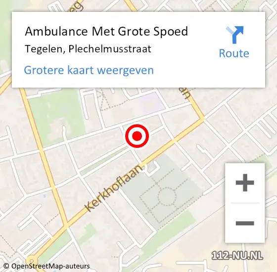 Locatie op kaart van de 112 melding: Ambulance Met Grote Spoed Naar Tegelen, Plechelmusstraat op 17 augustus 2014 22:50