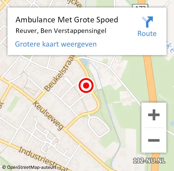 Locatie op kaart van de 112 melding: Ambulance Met Grote Spoed Naar Reuver, Ben Verstappensingel op 6 maart 2023 00:53