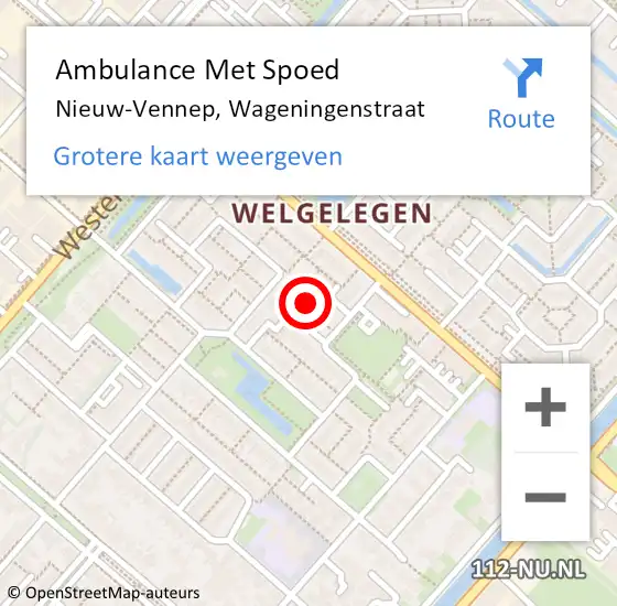 Locatie op kaart van de 112 melding: Ambulance Met Spoed Naar Nieuw-Vennep, Wageningenstraat op 6 maart 2023 00:53