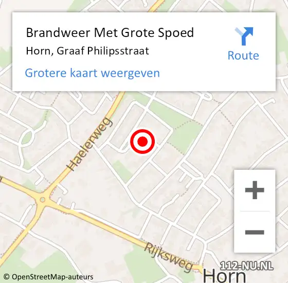 Locatie op kaart van de 112 melding: Brandweer Met Grote Spoed Naar Horn, Graaf Philipsstraat op 6 maart 2023 02:22