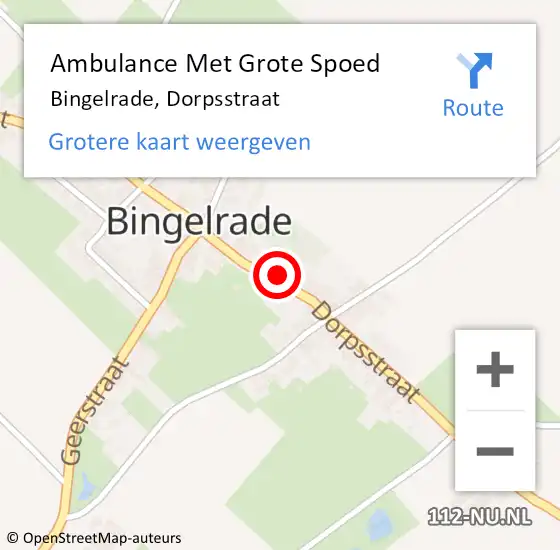 Locatie op kaart van de 112 melding: Ambulance Met Grote Spoed Naar Bingelrade, Dorpsstraat op 17 augustus 2014 23:01