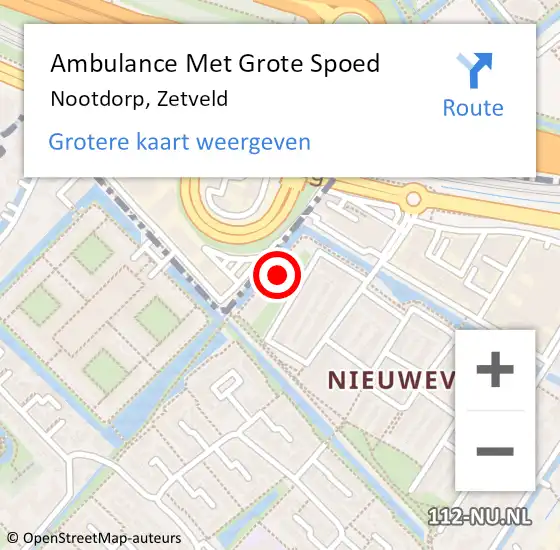 Locatie op kaart van de 112 melding: Ambulance Met Grote Spoed Naar Nootdorp, Zetveld op 6 maart 2023 03:53