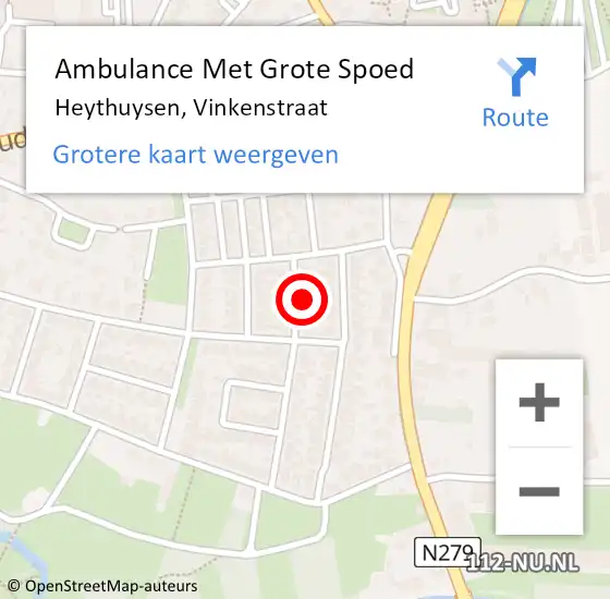 Locatie op kaart van de 112 melding: Ambulance Met Grote Spoed Naar Heythuysen, Vinkenstraat op 6 maart 2023 05:48