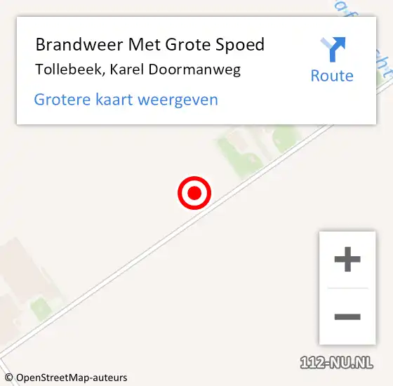 Locatie op kaart van de 112 melding: Brandweer Met Grote Spoed Naar Tollebeek, Karel Doormanweg op 6 maart 2023 05:57