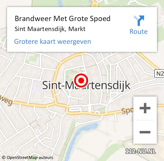 Locatie op kaart van de 112 melding: Brandweer Met Grote Spoed Naar Sint Maartensdijk, Markt op 6 maart 2023 06:23