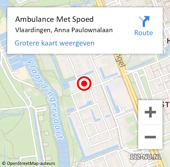 Locatie op kaart van de 112 melding: Ambulance Met Spoed Naar Vlaardingen, Anna Paulownalaan op 6 maart 2023 07:02