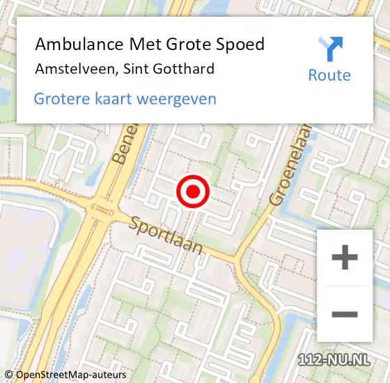 Locatie op kaart van de 112 melding: Ambulance Met Grote Spoed Naar Amstelveen, Sint Gotthard op 6 maart 2023 07:02