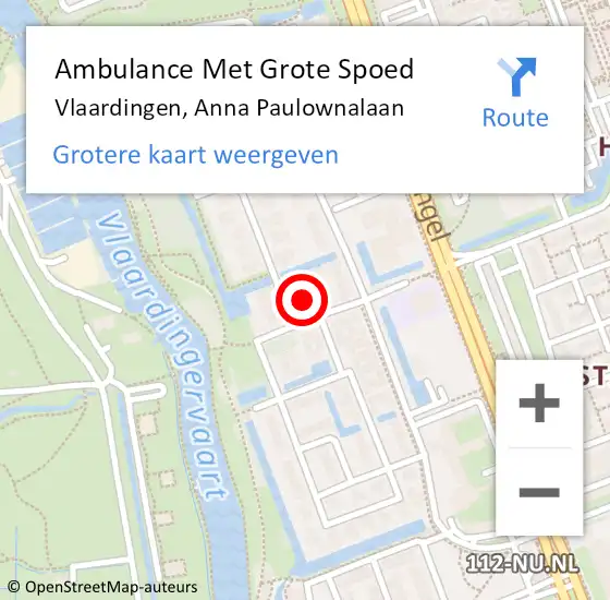 Locatie op kaart van de 112 melding: Ambulance Met Grote Spoed Naar Vlaardingen, Anna Paulownalaan op 6 maart 2023 07:09