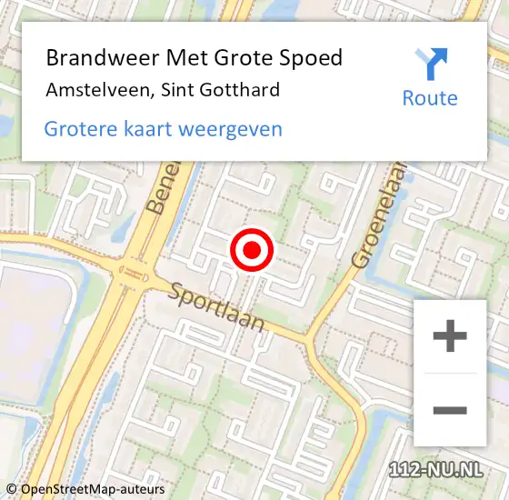 Locatie op kaart van de 112 melding: Brandweer Met Grote Spoed Naar Amstelveen, Sint Gotthard op 6 maart 2023 07:13