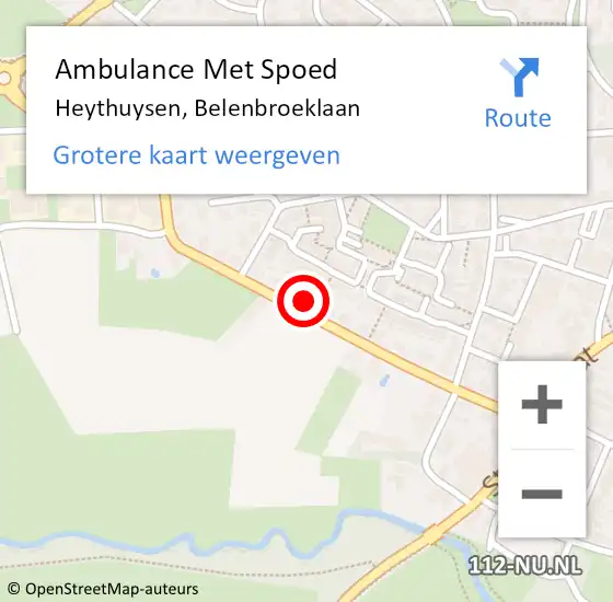 Locatie op kaart van de 112 melding: Ambulance Met Spoed Naar Heythuysen, Belenbroeklaan op 6 maart 2023 07:16