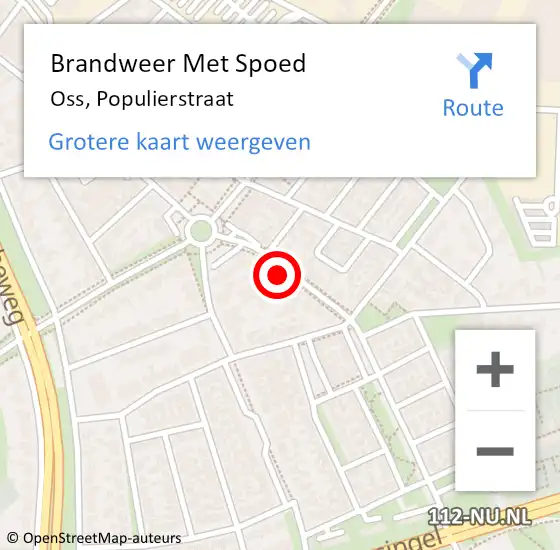 Locatie op kaart van de 112 melding: Brandweer Met Spoed Naar Oss, Populierstraat op 6 maart 2023 07:48