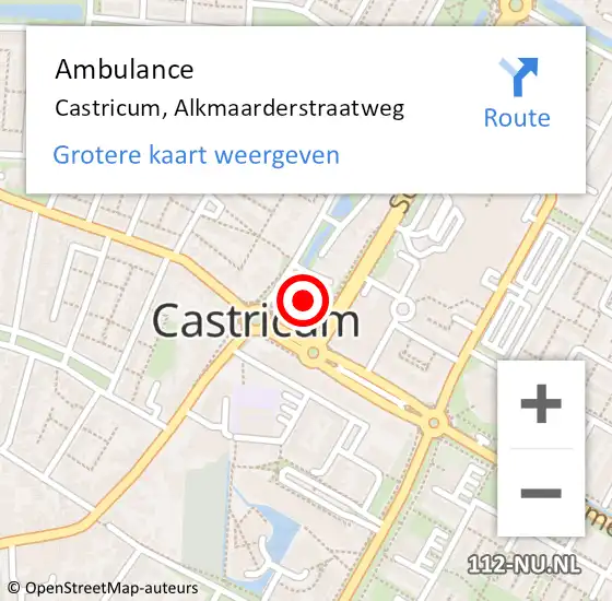 Locatie op kaart van de 112 melding: Ambulance Castricum, Alkmaarderstraatweg op 6 maart 2023 08:14