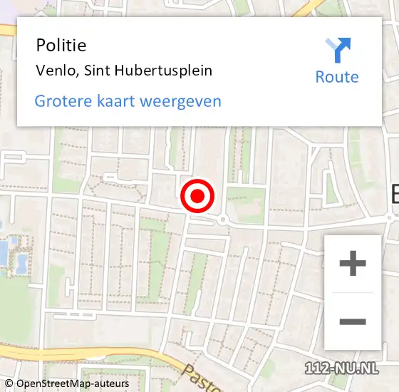 Locatie op kaart van de 112 melding: Politie Venlo, Sint Hubertusplein op 6 maart 2023 08:30