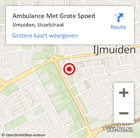 Locatie op kaart van de 112 melding: Ambulance Met Grote Spoed Naar IJmuiden, IJsselstraat op 6 maart 2023 08:45