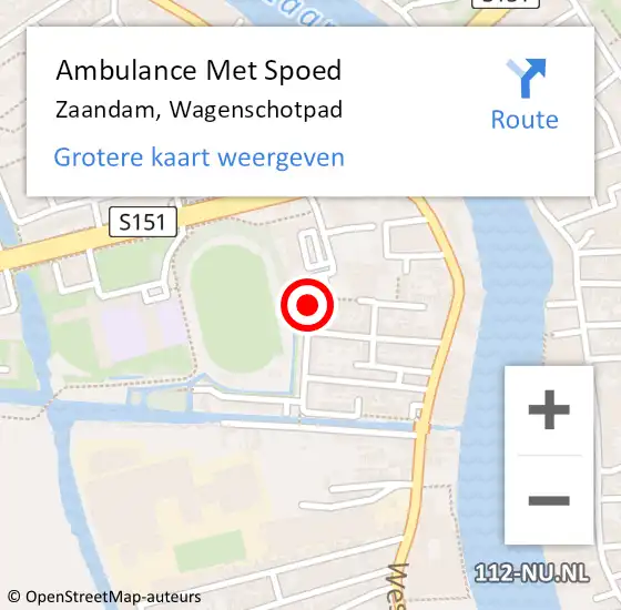 Locatie op kaart van de 112 melding: Ambulance Met Spoed Naar Zaandam, Wagenschotpad op 6 maart 2023 08:47