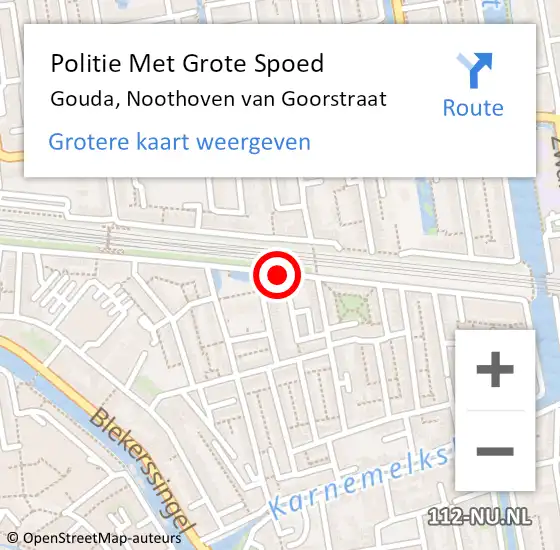 Locatie op kaart van de 112 melding: Politie Met Grote Spoed Naar Gouda, Noothoven van Goorstraat op 6 maart 2023 08:48