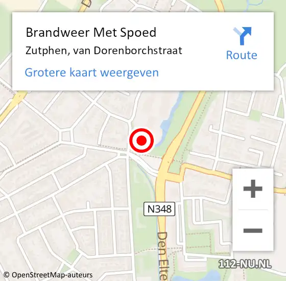 Locatie op kaart van de 112 melding: Brandweer Met Spoed Naar Zutphen, van Dorenborchstraat op 6 maart 2023 09:08